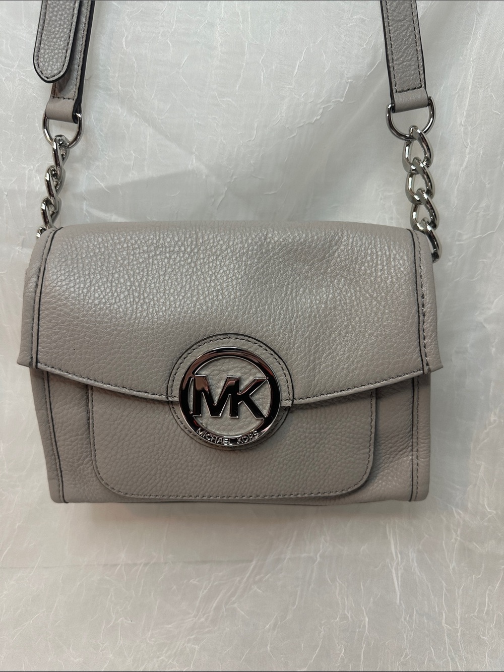 Michael Kors Pebbled Leather Crossbody Bag in Taupe Gray - Picture 2 of 10